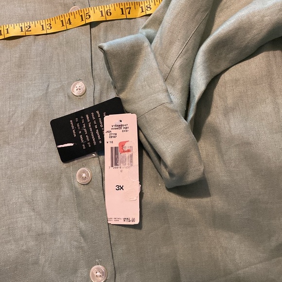New Lauren Ralph Lauren linen collared button down tunic 3X - Picture 5 of 6